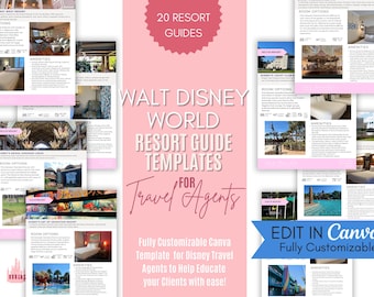 WDW Travel Agent Templates  | Canva Templates for Travel Planning |  WDW Resort Hotel Info Pages Templates