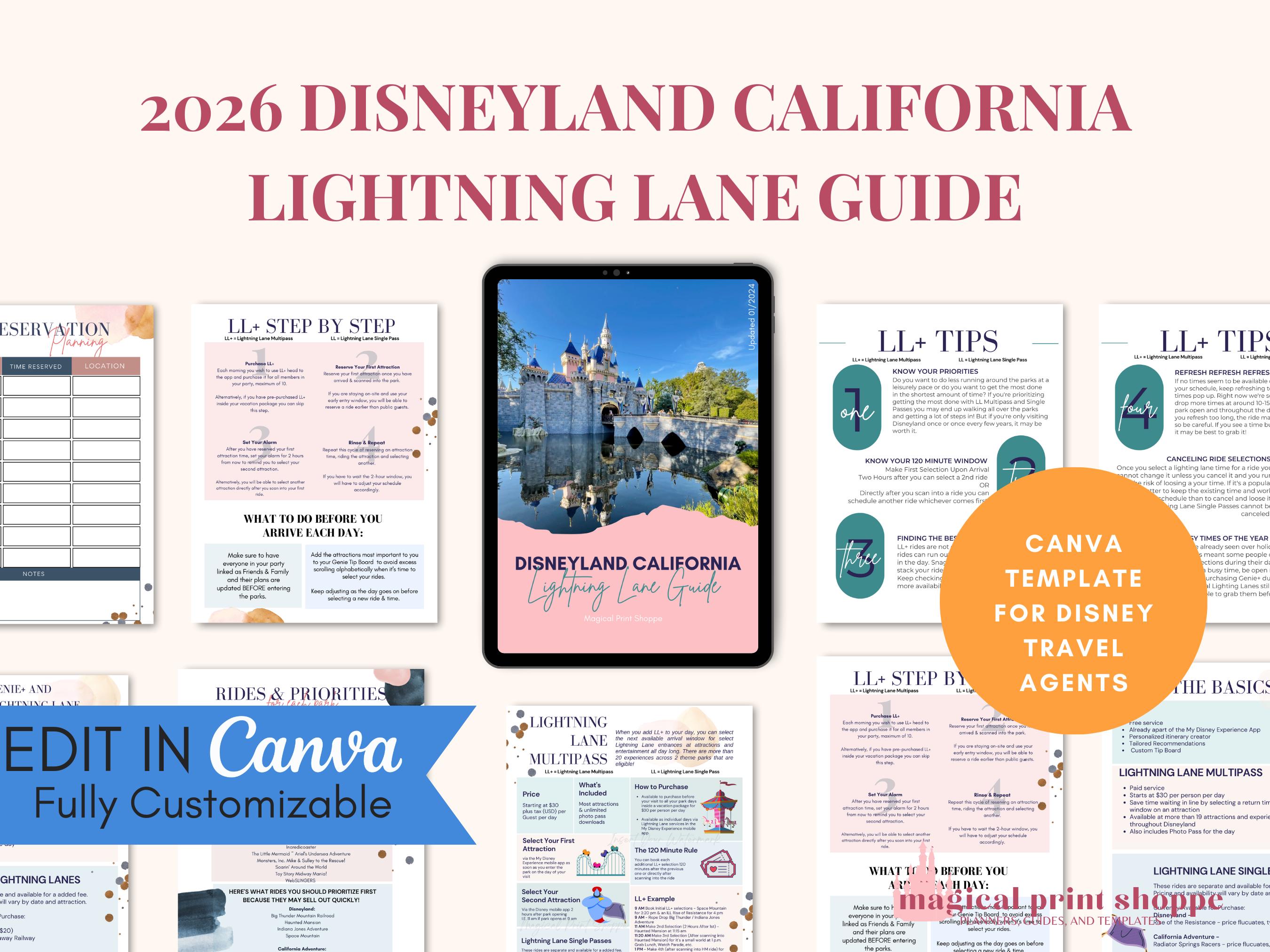 2026 DLR California Lightning Lane Guide: Travel Agent Canva Template ...