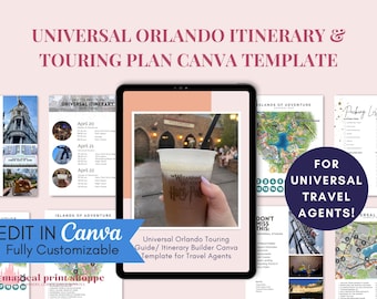 Universal Touring Plan Itinerary Canva Template / Daily Park Day Itinerary Template for Travel Agents / Universal Travel Agent Documents