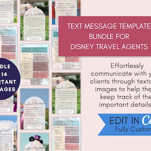 Carte à texte texte pour agent de voyages / Modèle canevas pour agent de voyages / Lot de cartes à texte texte pour agence de voyages / Agent de voyages WDW