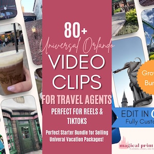 Social Media Video Posts for Travel Agents | 80+ Universal Orlando IG Reels & TikTok | Travel Agency Marketing Content