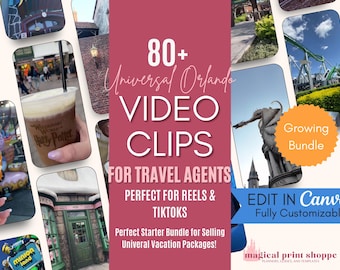 Social Media Video Posts for Travel Agents | 80+ Universal Orlando IG Reels & TikTok | Travel Agency Marketing Content