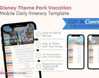 Täglicher Reiseplan für BTW / Textbarer täglicher Reiseplan / WWW Reiseagent Canva Vorlage