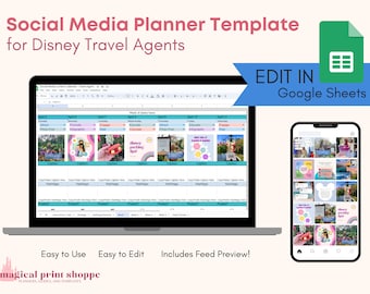 Mall för kalender för sociala medier för resebyråer | WDW Travel Agent Social Media Planner | Mallar för resebyråer