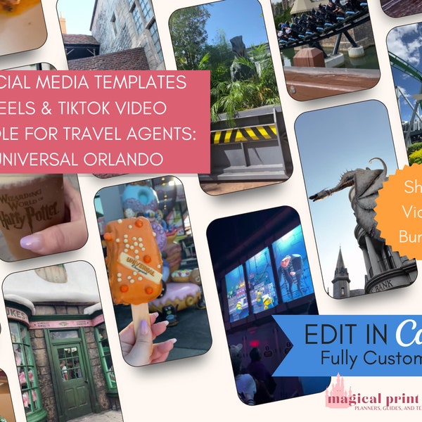 Social Media Video Posts for Travel Agents | 40+ Universal Orlando IG Reels & TikTok | Travel Agency Marketing Content