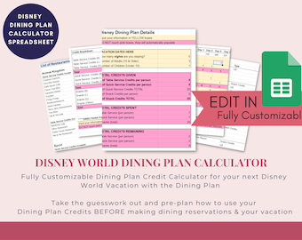 WDW Vacation Planner / Dining Plan Calculator for Planning Your WDW Trip / Digital & Printable Templates - Plan Your Perfect Trip