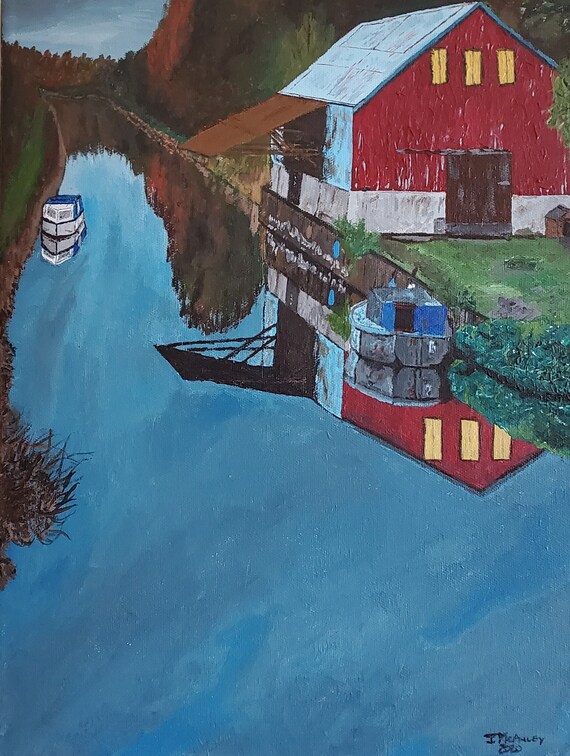 12x16 Inch Original Acrylic Painting Quiet Irish Canal and Etsy