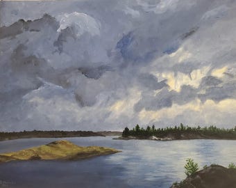 Original Acrylic Painting: French River Ontario Landscape (16x20 Inch)