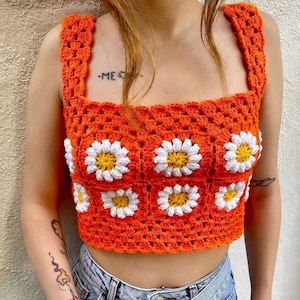 Crochet Granny Square Top, Handmade Multicolored Top, Crochet Floral Top, Handmade Festival Blouse, Festival Top, Handmade Summer Top