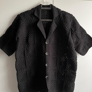 Crochet Shirt, Unisex Shirt, Crochet Overshirt, Vintage Crochet Shirt, Crochet Shirt for Men, Crochet Granny Square Shirt, Summer Shirt