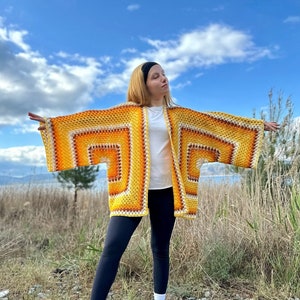 Crochet Cardigan, Oversized Summer Cardigan, Handmade Cardigan, Unisex Cardigan, Colorful Crochet Cardigan, Crochet Unique Gift for Women