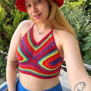 LGBTQ Pride Crochet Crop Top, Handmade Rainbow Pride Month Crop Top, 2-5 Days Delivered, Unisex Pride Month Crop Top, Crochet Crop Top