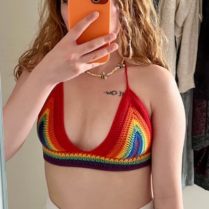 LGBTQ Pride Crochet Crop Top, Handmade Rainbow Pride Month Crop Top, 2-5 Days Delivered, Unisex Pride Month Crop Top, Crochet Crop Top