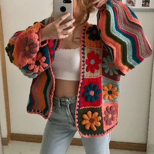 Granny square cardigan sale crochet