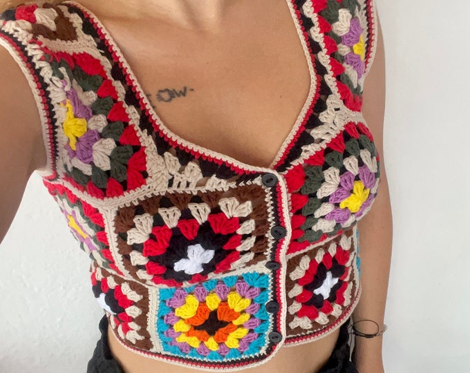 The Effortless Marlowe – Crochet Cropped Vest main image 1