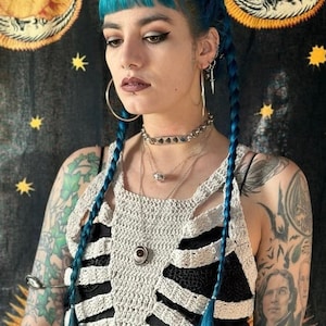 Crochet Skeleton Top, Grunge Fairycore Goth Top, Skeleton Corset, Crochet Bone Corset, Rib Cage Corset, Crochet Skull Top, Christmas Top