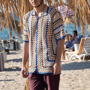 Crochet Shirt, Unisex Shirt, Crochet Overshirt, Crochet Multicolor ...