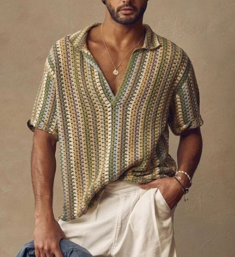 Crochet Shirt Unisex Shirt Crochet Multicolor Shirt Crochet Etsy UK