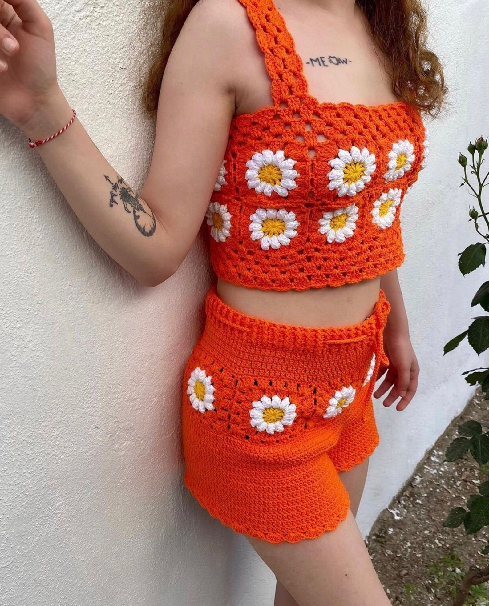 Crochet Daisy Clothing Set Crochet Two-piece Crop Top and - Etsy