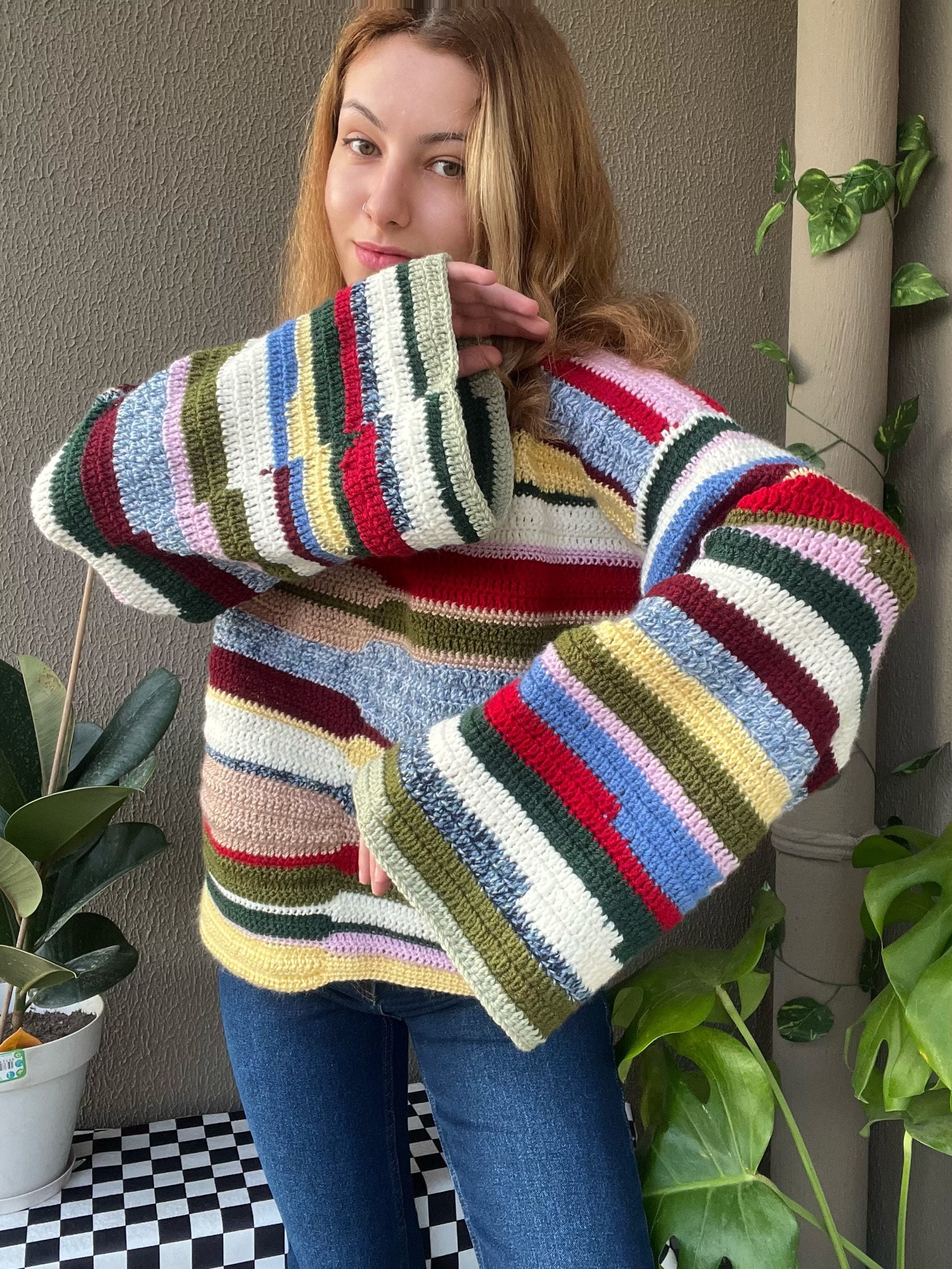 Crochet Pullover Crochet Patchwork Sweater Handmade Unisex - Etsy