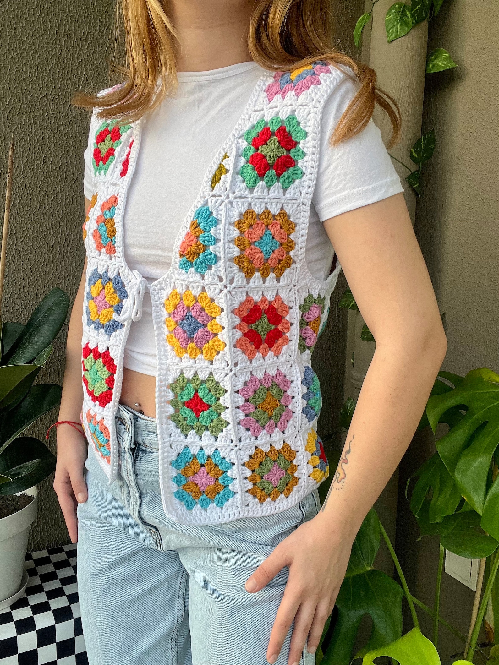 Crochet Granny Square Vest Crochet Granny Square Waistcoat Etsy