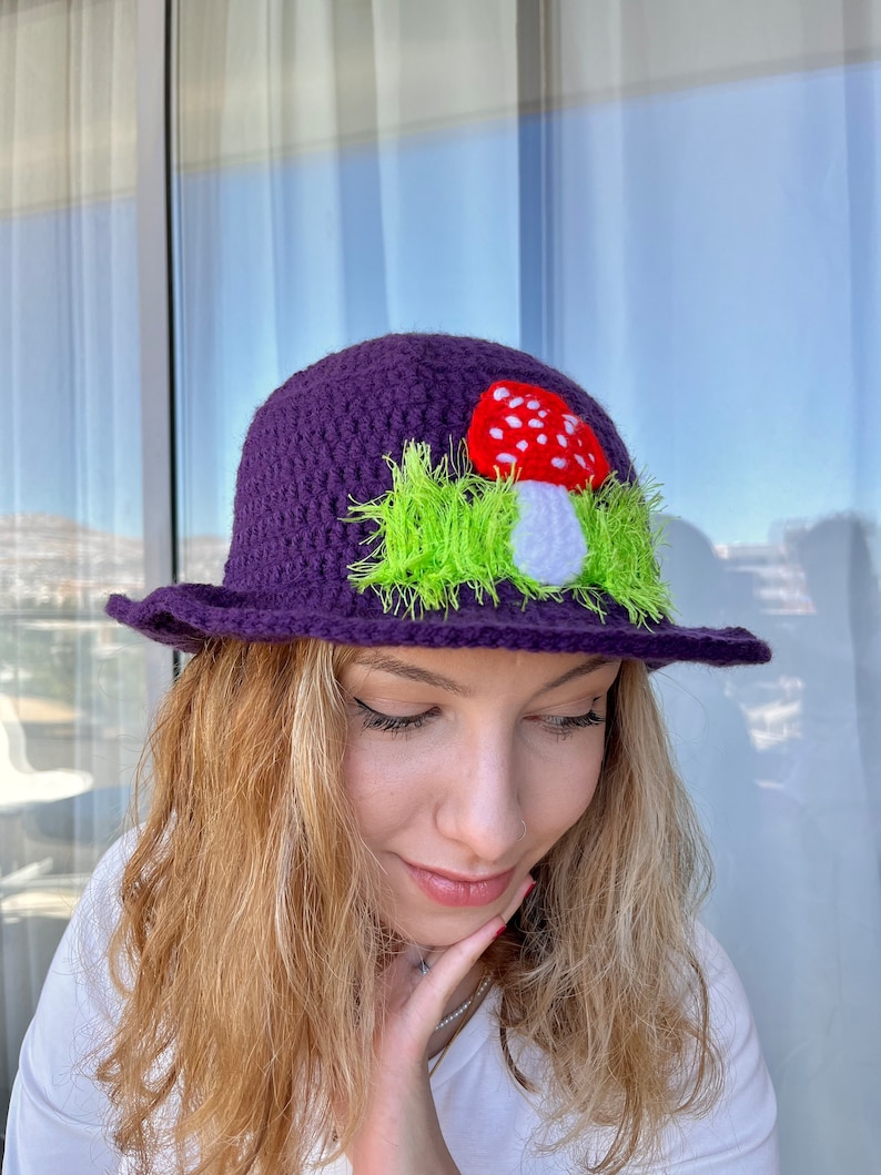 Mushroom Bucket Hat Crochet Mushroom Hat Unisex Halloween Etsy