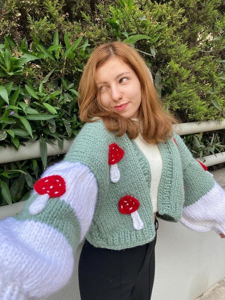 Handmade Mushroom Cardigan Chunky 