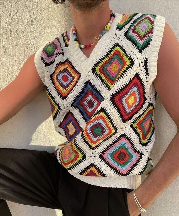 Patchwork SweaterGranny Square Sweater Granny Square Vest - Etsy Polska