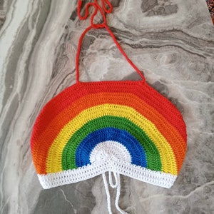 LGBTQ Pride Crochet Crop Top, Handmade Rainbow Pride Month Crop Top, 2-5 Days Delivered, Unisex Pride Month Crop Top, Crochet Crop Top