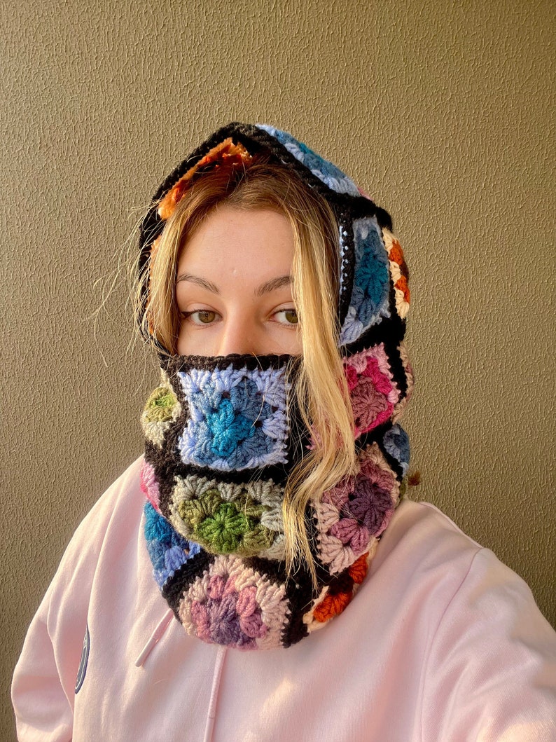 Crochet Balaclava Granny Square Balaclavahandmade Colorful Etsy
