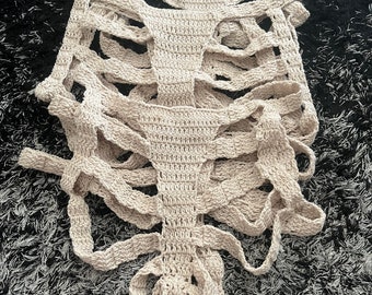 Crochet Skeleton Top, Grunge Fairycore Goth Top, Skeleton Corset