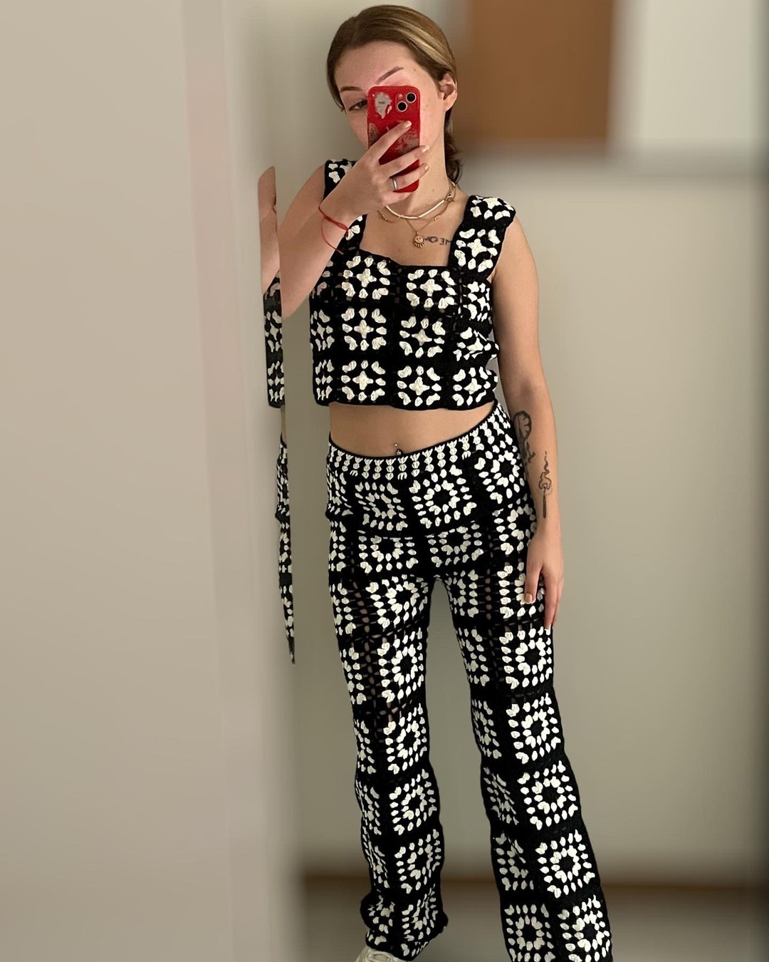 Crochet Pants and Top Setblack Granny Square Pants Crochet - Etsy