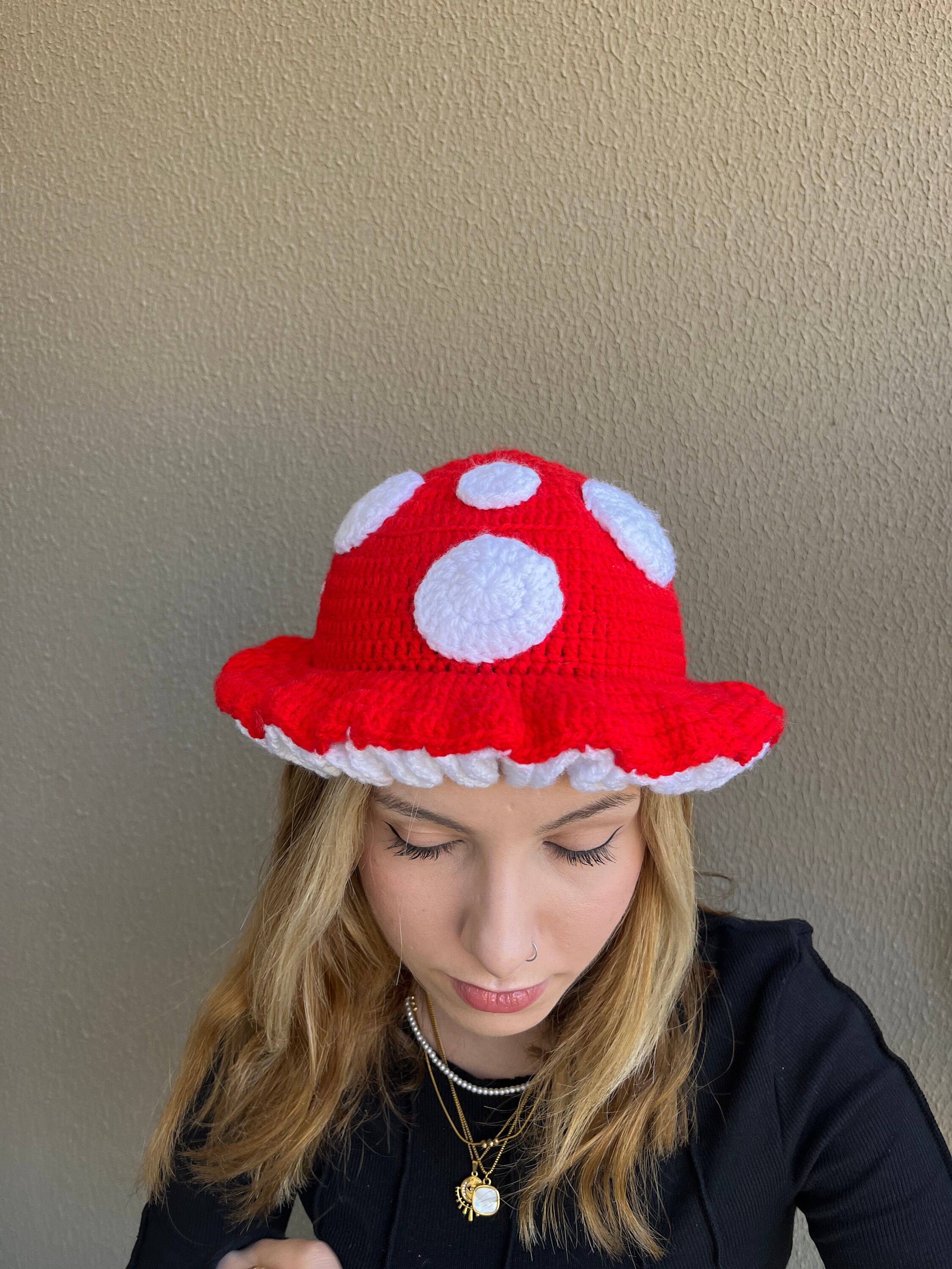 Mushroom Bucket Hat Crochet Mushroom Hat Unisex Halloween Etsy