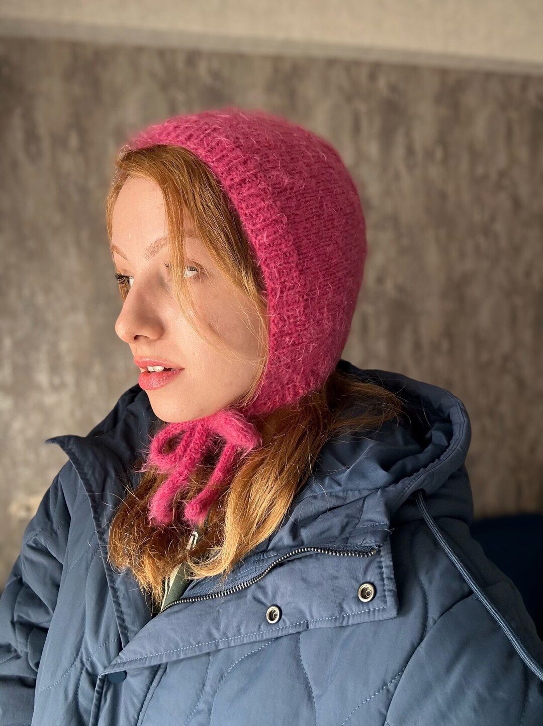 Handknitted Adult Bow Tie Handmade Pink Unisex