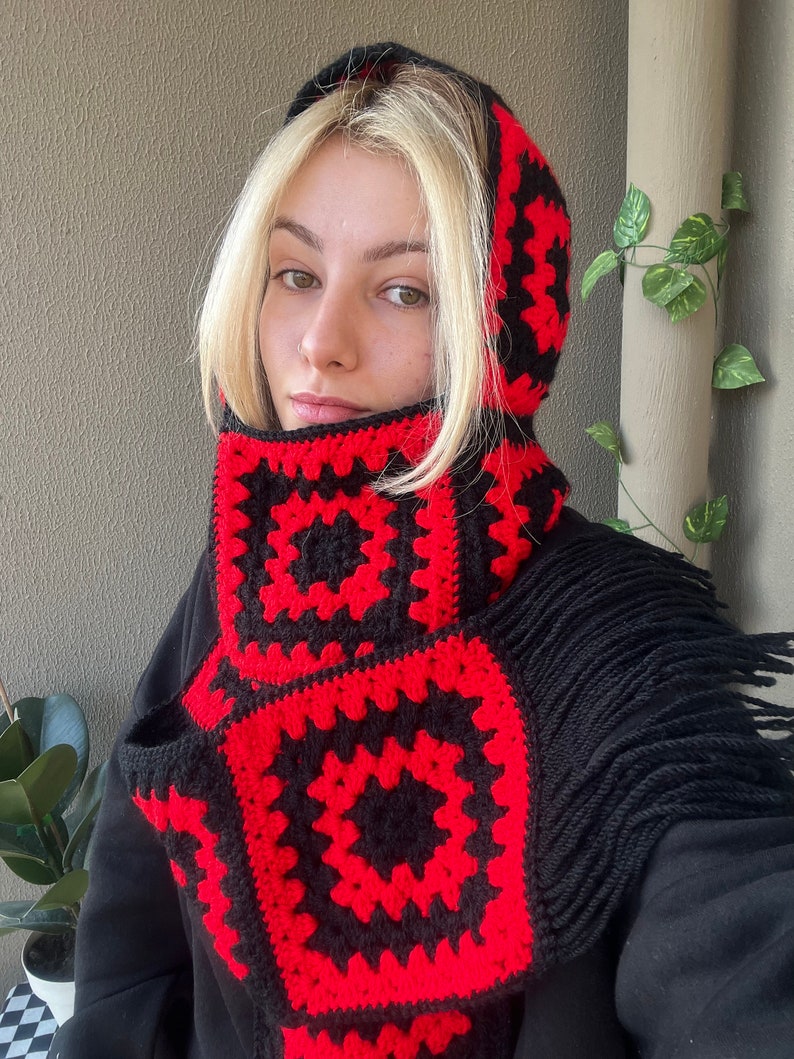 Crochet Balaclava Scarf Granny Square Balaclava Etsy