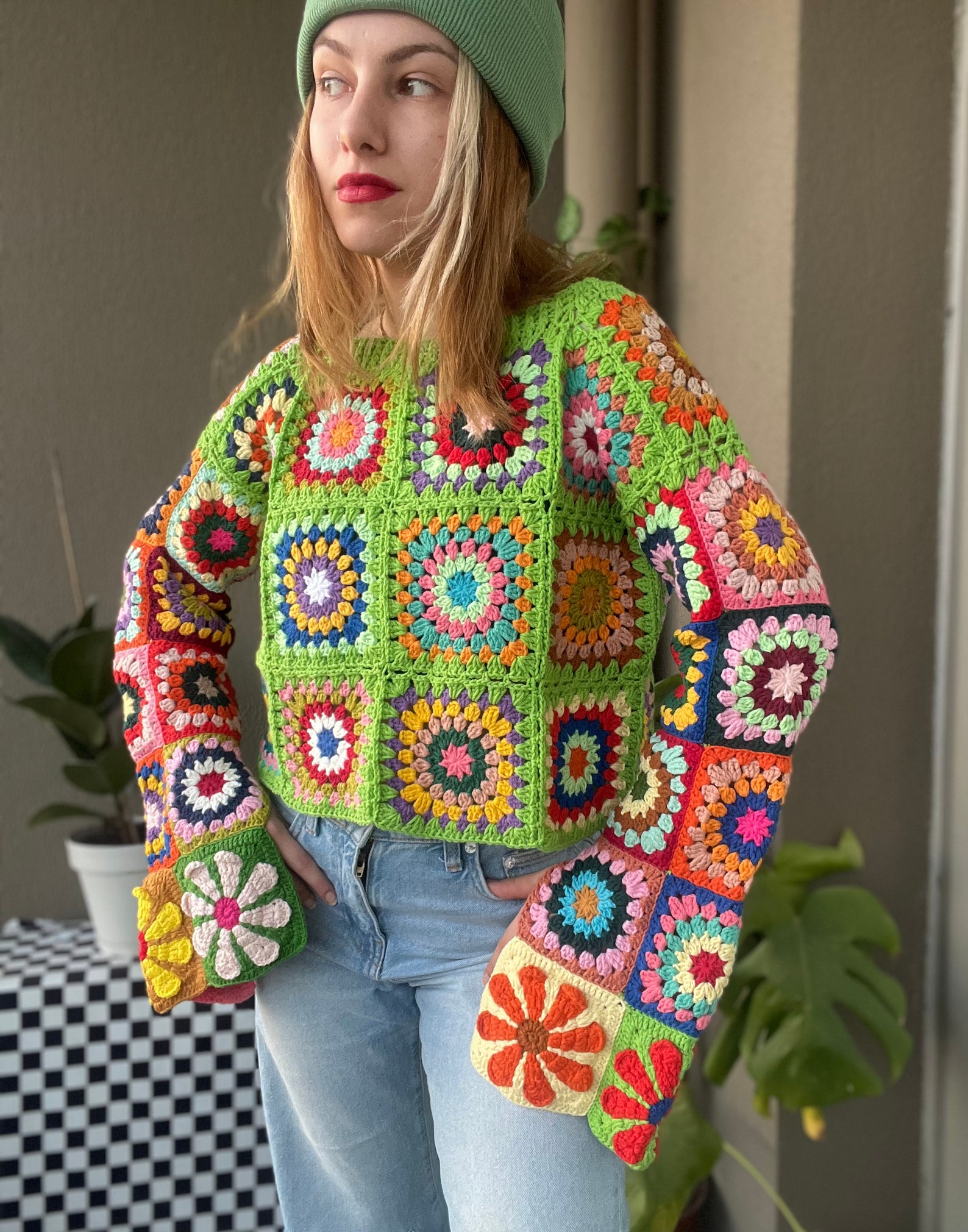 Crochet Pullover Granny Square Sweater Handmade Granny - Etsy