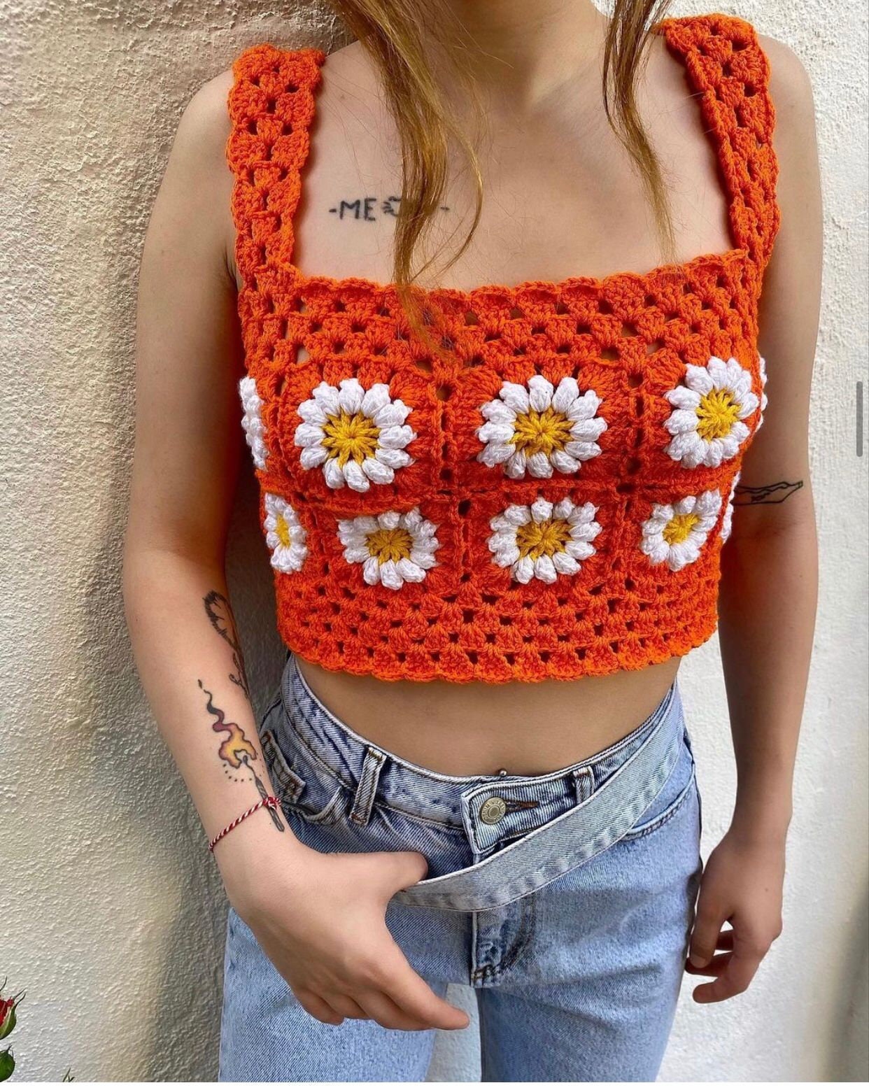 Crochet Daisy Clothing Set Crochet Two piece Crop Top and Etsy
