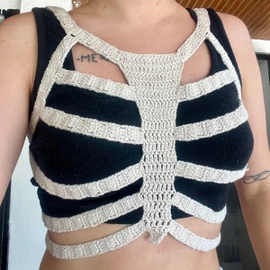 Crochet Skeleton Top, Grunge Fairycore Goth Top, Skeleton Corset, Crochet Bone Corset, Rib Cage Corset, Crochet Skull Top, Ginger Top