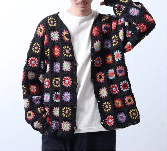 Crochet Granny Square Jacket for Men 