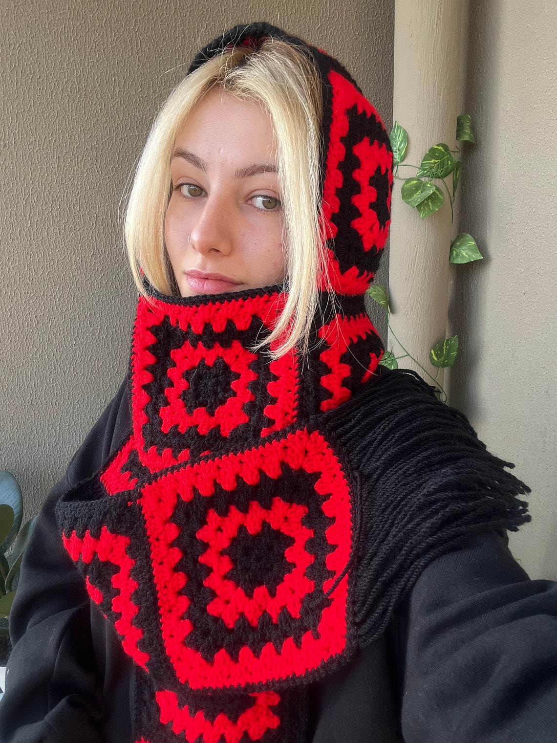 Crochet Balaclava Scarf Granny Square Balaclava Etsy