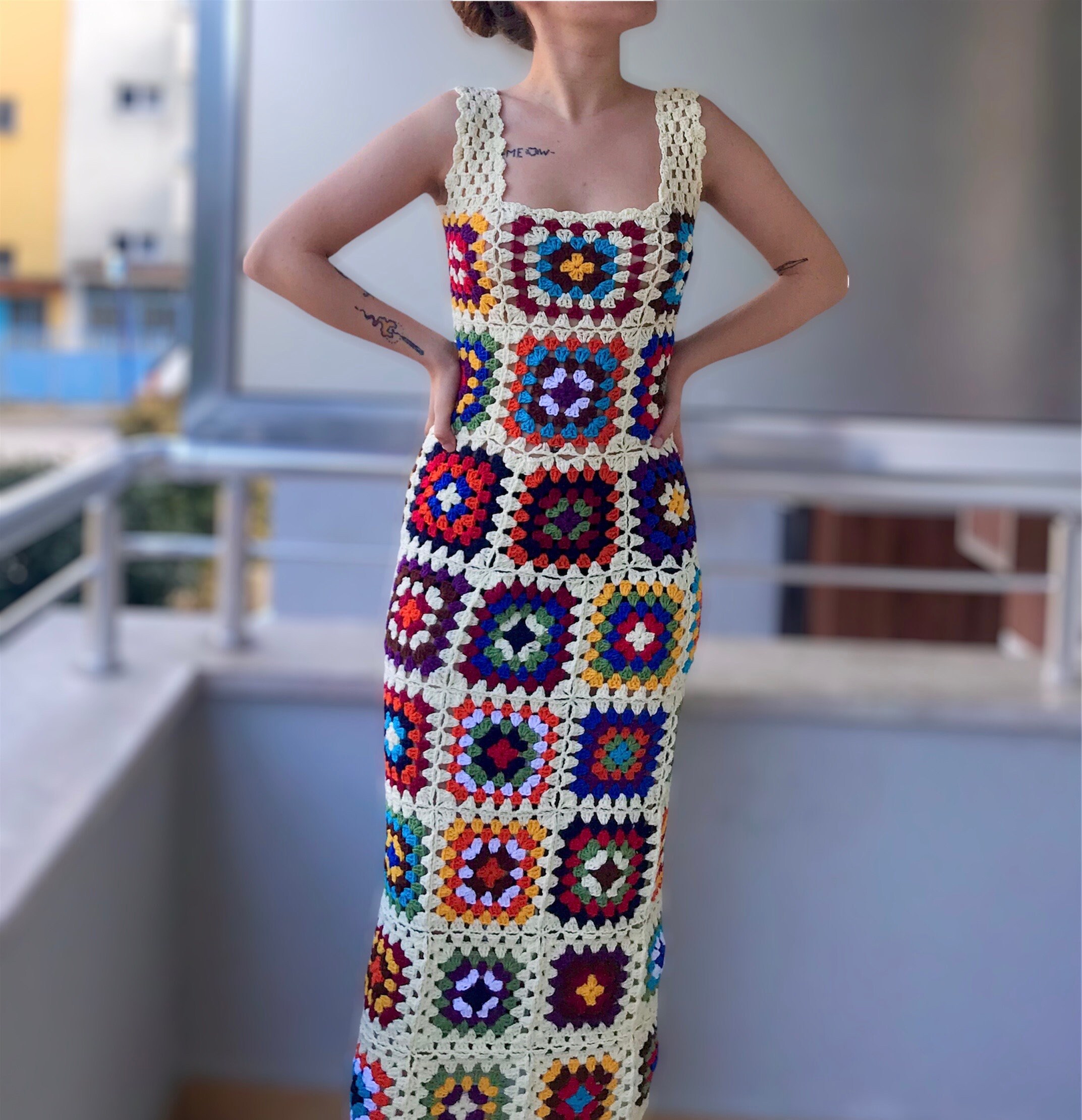 Crochet Granny Square Dress for Women Handmade Granny Square - Etsy Finland