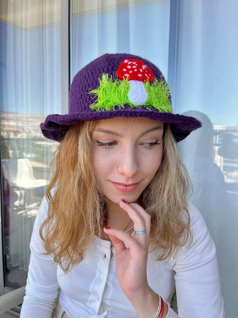 Mushroom Bucket Hat Crochet Mushroom Hat Unisex Halloween Etsy