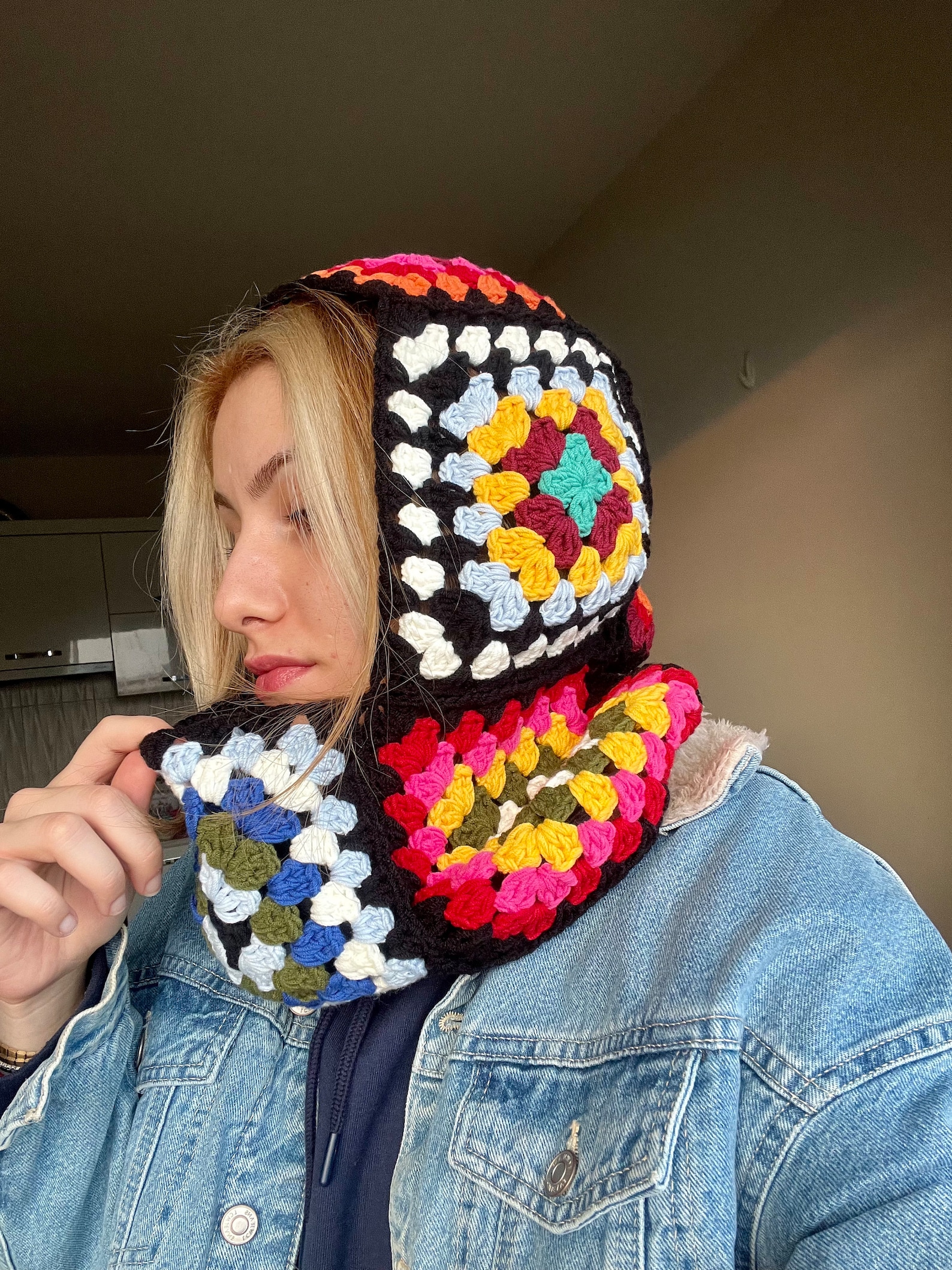 Crochet Balaclava Granny Square Balaclavahandmade Colorful Etsy
