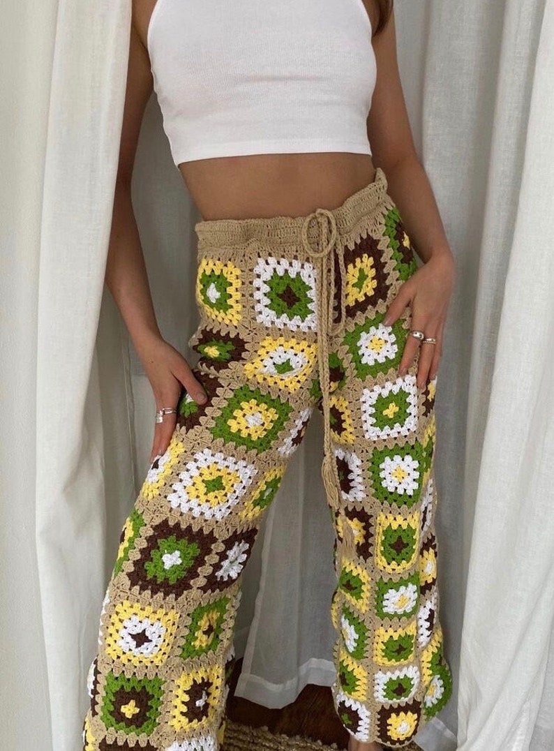 Crochet Pants Granny Square Pants Crochet Trousers Crochet - Etsy Ireland