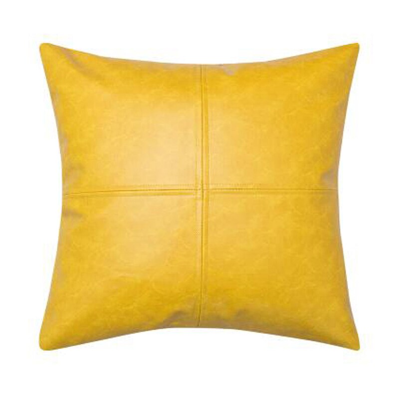 Genuine Lambskin Leather Pillow Cover Yellow Sofa Cushion Etsy