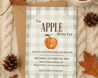 Apple of Our Eye Baby Shower Invitation | Fall Baby Shower Invite | Rustic Apple Orchard Theme | Editable Template