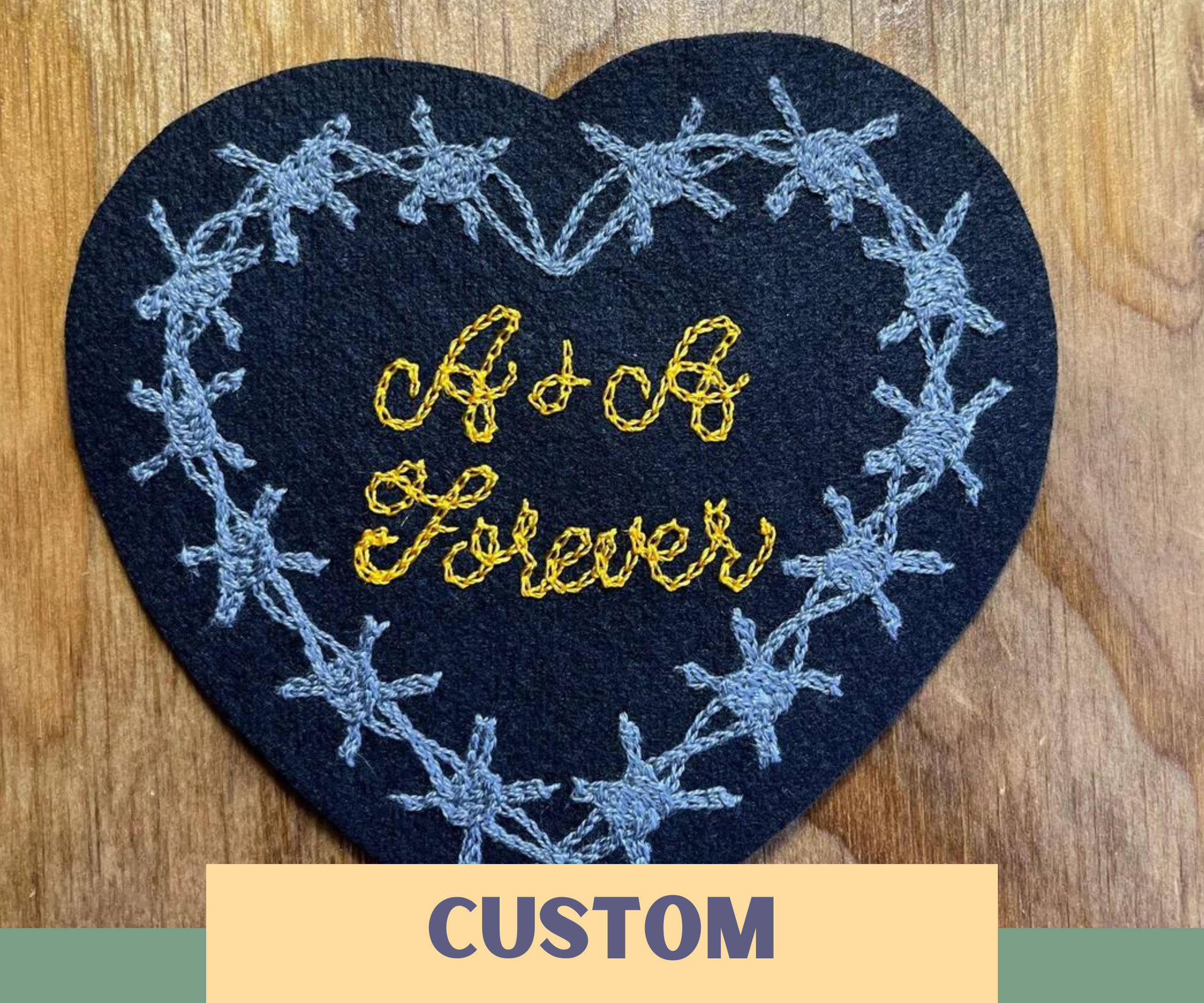 Custom Heart Text Patch, Embroidered Heart Patches, Iron on and Sew On –  Stitch Wicked Shop
