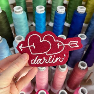 Custom Iron On Name Patch - Embroidery Heart With Arrow - Embroidered Chainstitch Patch