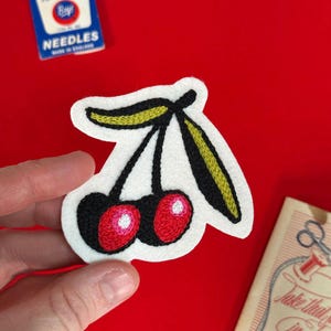 Cherry Iron On Patch, Small Traditional Tattoo Patch
