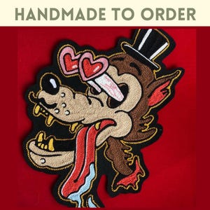 Cartoon Eyes Wolf Patch, Back Patches For Jackets, Large Denim Jacket Patch